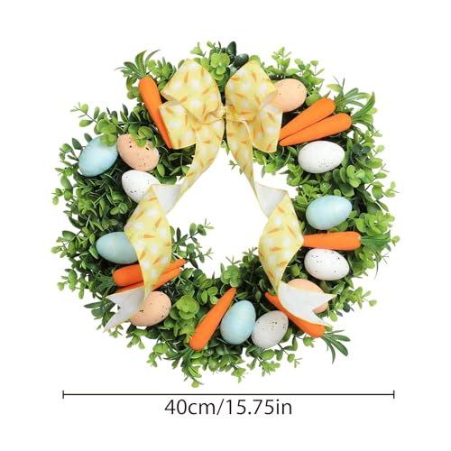 Corona de Pascua hecha a mano con diseño exclusivo de guirnalda de huevos decorativos 6