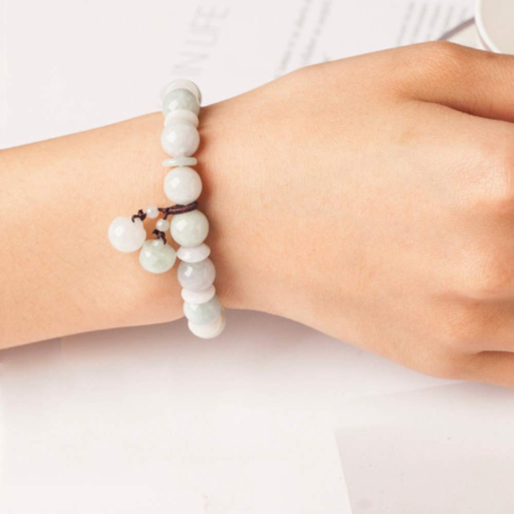 Bracciale di Giada per Donne, Braccialetto di Buddha, 10 mm Green Natural Jadeite Bracciale di Perline Giada,