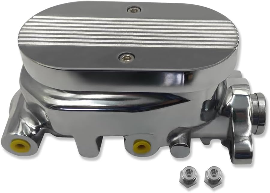 GM 1 1/8" Bore Master Cylinder Smooth Top with 9/16" & 1/2" Ports Aluminum Chrome