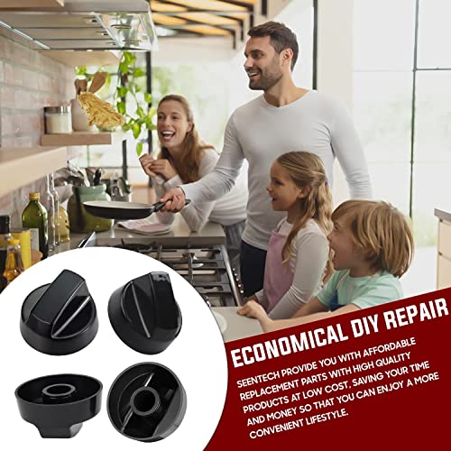 image for Seentech 4- Pack Control Knobs Replacement with 12 Adapters for Oven, 