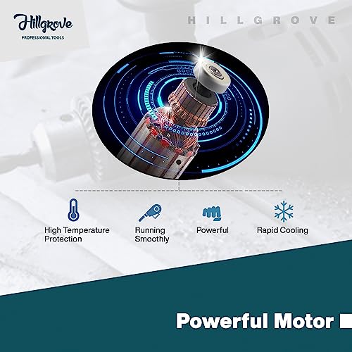 Image of Hillgrove HGCM1041M6 All Purpose 26mm Hammer Impact Drill Machine Forward /Reverse Rotation with 5Pcs SDS Plus Bits for Making Holes in Metal /Wood /Concrete Hammer Drill (26 mm Chuck Size, 1200 W)