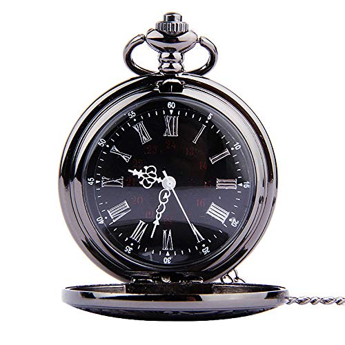 Preisvergleich Produktbild Caishuirong Klassische Taschen-Uhr Retro Schwarzes Gesicht Weiße Nadel Schwarz Doppelanzeige Römische Waage Taschenuhr Für Normale und soziale Aktivitäten (Color, Size : Free Size)