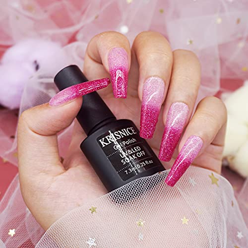 KRISNICE Colour Changing Gel Nail Polish Black Pink Blue Purple Glitter Mood Thermal Temperature Chameleon Manicure Soak Off UV LED (KWB6-002) - Image 4