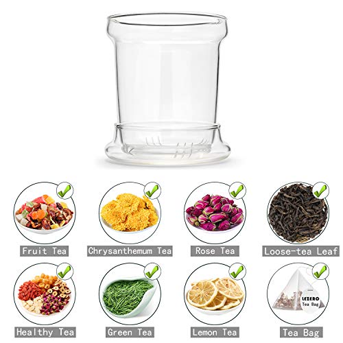 Lezero Glass Tea Infuser Cup With Infuser Basket And Lid For Steeping, Heat Resistance Borosilicate Glass Teacup For Loose Leaf Tea Brewing, Lead-Free, Microwave & Dishwasher Safe, 14Oz/400Ml #TOP1