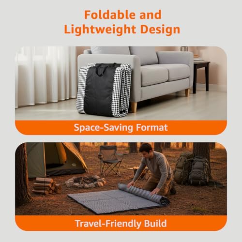 Image of Amazon Brand - Symactive 4x6 Ft Foldable Mattress | 10 MM Thickness | 100% Polyester | Lightweight & Portable | for Floor, Travel, Outdoor, Camping | Single|