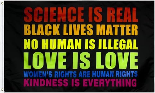 ANJOR Bandera Science Is Real de 3 x 5 pies – Black Lives Matter Flags BLM con ojales de latón de 3 x 5 pies