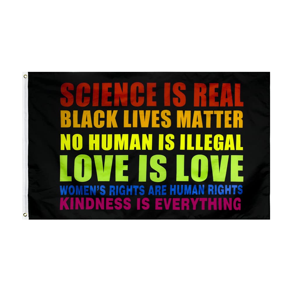 ANJOR Science Is Real Flag 3x5Fts - Black Lives Matter Flags BLM With Brass Grommets 3 X 5 Ft
