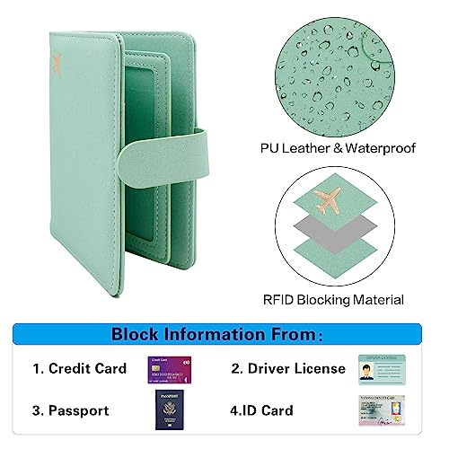 Image of Melsbrinna Rfid Passport Holder for Travel women /Men, Cute Passport Wallet Rfid Blocking Card Slots, Rfid Passport Cover /CaseTravel Wallet, Passport Book Holder (1, Green4)