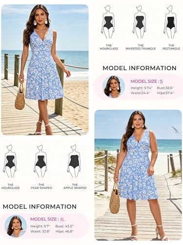 Image of GUBERRY Womens Wrap V Neck Sleeveless Sundress Summer Flare Tank Dress with Pockets