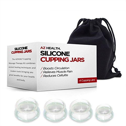 AZHEALTH Professional Cupping Therapy Sets, Includes 4 Anti-Slip Silicone Massage Cups and Storage Bag