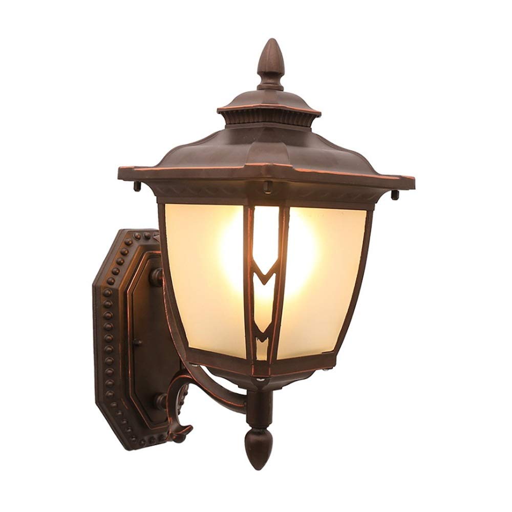 Retro Kinkiet Europejska Zewnętrzna lampa ścienna Nowa Chiny Akcesoria w górę/w dół na zewnątrz Aluminium Matowe szkło klosz Latarka ścienna Brązowy korpus Co