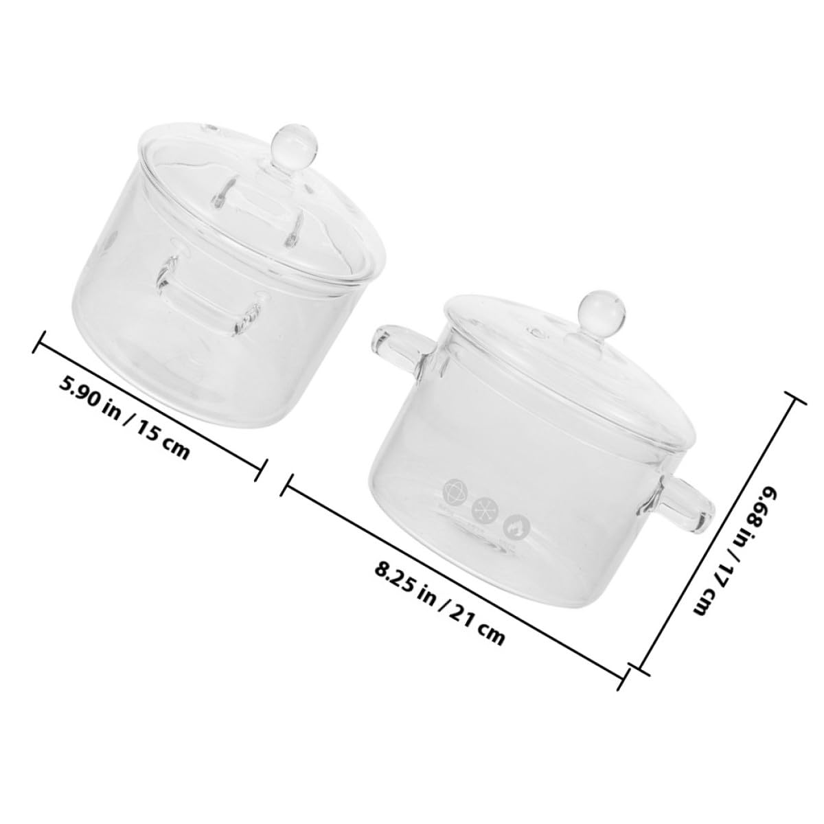 NUOBESTY Hitzebeständiger Glas Schmortopf mit Doppeltem Griff für Haushalt Induktionsgeeignet Leicht zu Reinigen zum Kochen von Nudeln und Suppe