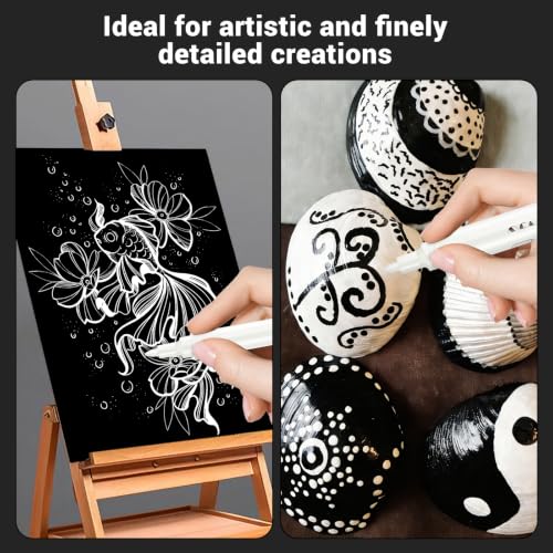 Image of SFAIH Acrylic White Paint Pens - 16 Pack 2-3MM Medium Tip & 0.7MM Extra Fine Paint Marker for Rock Painting, Wood, Metal, Fabric, Plastic, Canvas, Glass, Ceramic, Diy Crafts, White Out Pen