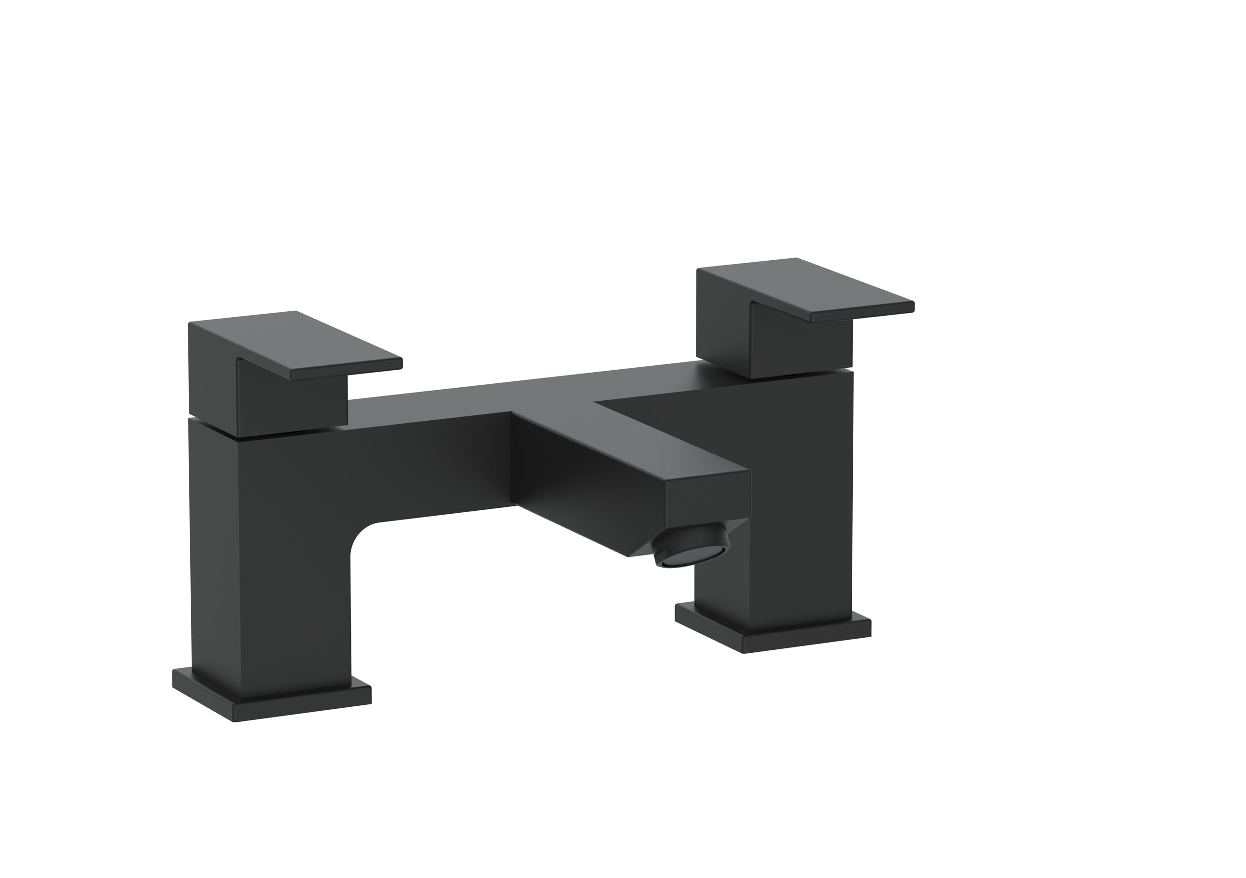 VeeBath Mist Square Bath Filler Mixer – Modern Matt Black Finish, Dual Lever Control, Solid Brass, G3/4" BSP Inlet, Deck Mounted Square Bathroom Taps, Sink Mixer Tap for Bathroom