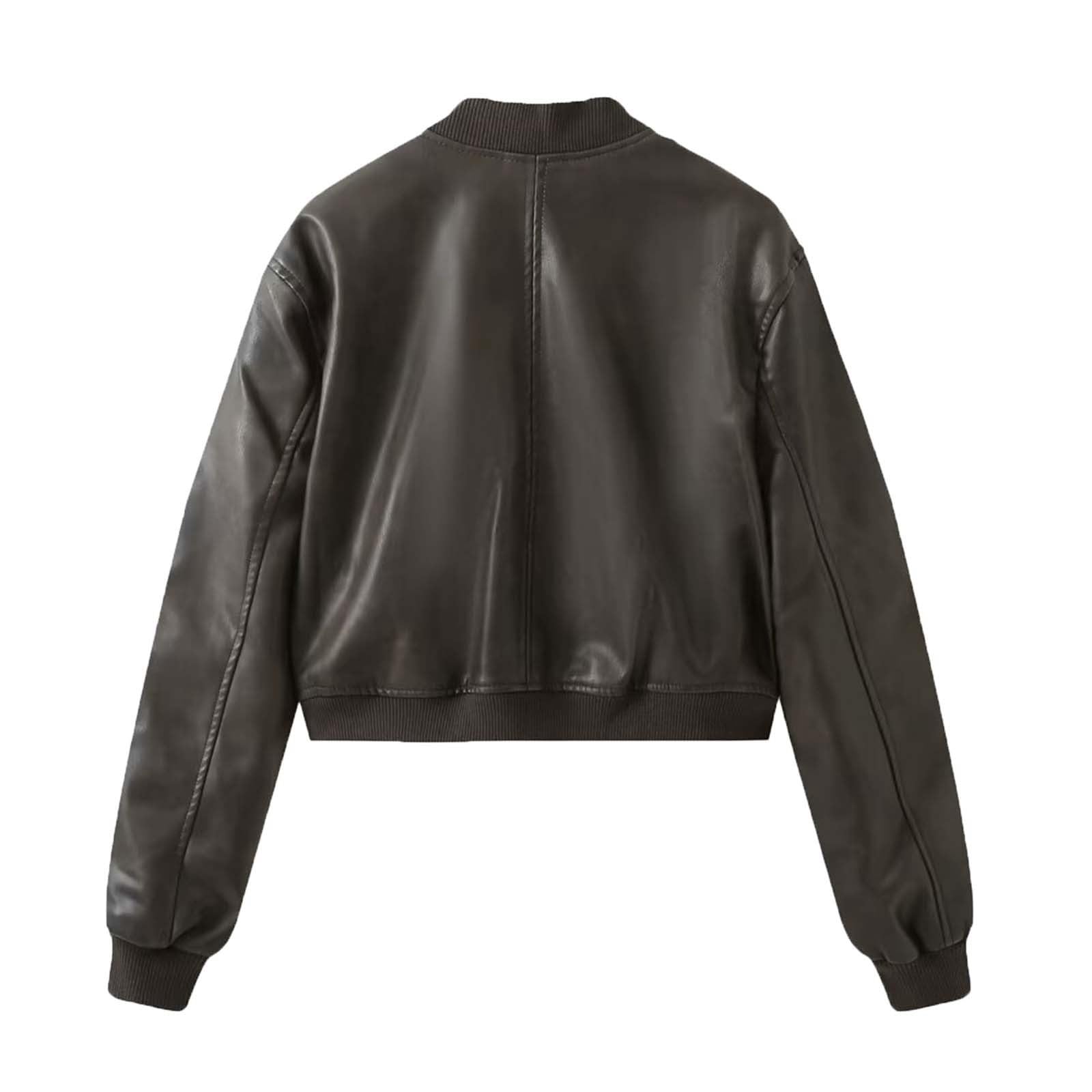 Lederjacke Damen Jacke Kurzjacke Langarm Kunstlederjacke Klassisch Mit Taschen Übergangsjacke Bikerjacke Streetwear Bomberjacke Slim Fit Alltag Frühlingsjacke