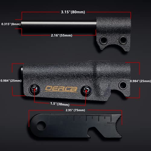 Oerla Olf-S48B Tactical Style Edc Magnesium Ferro Rod Fire-Starter Outdoor Survival Igniter For Camping Campfires Bushcraft Survival With Handmade Kydex Sheath & Handle #TOP1