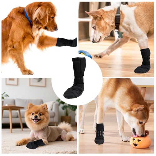 Wqafe Hundesocken,Pfotenschutz Hund Verletzung,Hunde Schuhe Verhindern Lecken,Strümpfe Verstellbaren,Hundeschuhe Wasserdicht,Weich,Biss,Socken für Hunde Nach Chirurgischen Eingriffen Wundschutz (S)