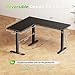 Huuger L Shaped Standing Desk with Power Outlets, 63 x 55 Inch Height Adjustable Computer Desk for Bedroom, Corner Stand up Desk for Home and Office, Work and Study, Black