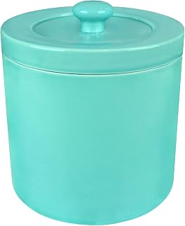 Blue Donuts Ceramic Bacon Grease Container with Strainer - Farmhouse Grease Can for Kitchen with Strainer, Removable Grease Strainer, 32 Oz Oil Holders for Cooking, Turquoise Grease Container