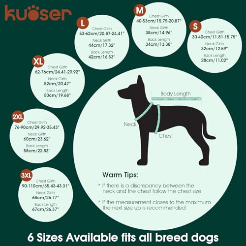 Kuoser Dog Raincoat, Waterproof Dog Jacket with Hood, Reflective Pet Rain Coat for Small Medium Large Dogs, Adjustable Lightweight Puppy Rain Gear for Outdoor Protection & Night Walks
