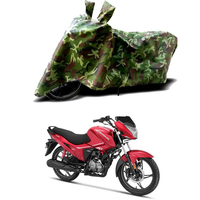 Image of 100% Water Resistant Full Bike Scooty Two Wheeler Body Cover Compatible For Hero Glamour Xtec /UV-Rays /Heat Protection /Birds Dropping /Scratchproof /Dust proof /Waterproof /All Varient[Green MJ]