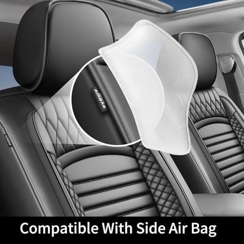 Image of Fit RAV4 Car Seat Covers for Toyota RAV4 2019-2025 2026 Hybrid XLE LE XSE XLE Premium,Limited-Premium Waterproof&Breathable Leather,All-Weather Seat Cushion Protector,Full Set,Black