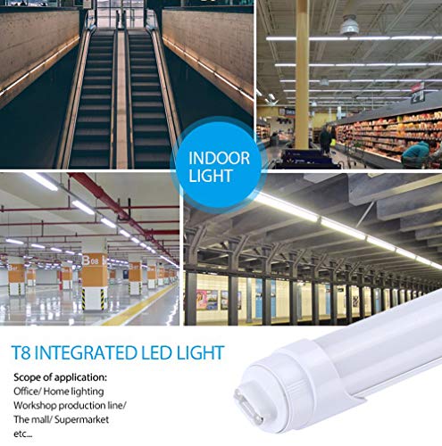 R17d HO 8 Foot Led Bulb Tube Light Rotatable Frosted Cover 45W, Replacement 100W Fluorescent Lamp Shop Lights,Dual-Ended Power, Cold White 6000K, 5400LM, AC 90-277V Pack of 4 - Thumbnail 6