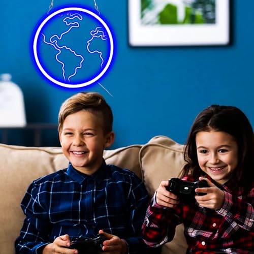Image of Earth Neon Sign for Classroom Decor,Led Earth Neon Lights for Classroom Wall with Dimmable Switch for Children's Room,Perfect Space Gift for Kids, Earth & Science Day Decorations Gifts