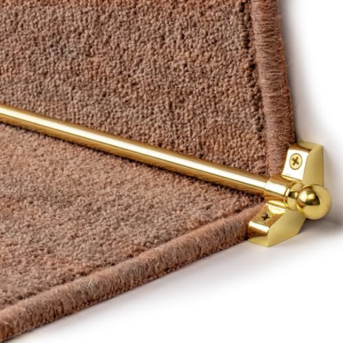 Pack of 13 - FloorPro Stair Rods - Stair Carpet Runner Bars - 27.5" (70cm) Width - Easy to Install - Brass Colour