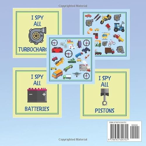 I Spy With My Little Eye Spare Parts: Find All Auto and Car Parts For Race Cars! Car Book For Toddlers 1-3! Car Book For Kids! I Spy Vehicles Parts!
