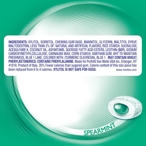 Mentos Sugar Free Gum with Xylitol, Spearmint, 80 Piece Bottle (4 Pack) - image 7