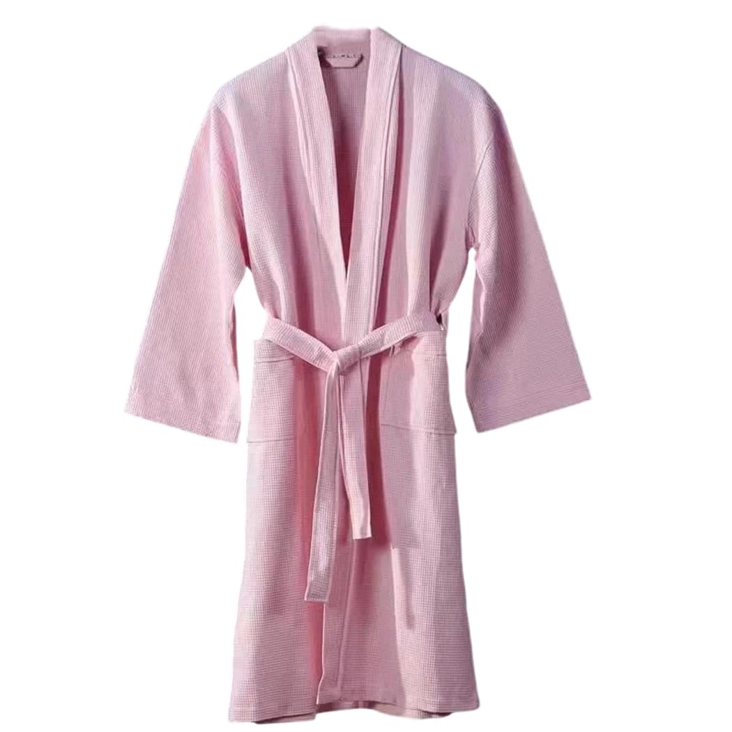 TIANQIHAO Women'S Long Terry Bathrobe Lightweight Towel Fabric Kimono Robe Sleepwear For Home Use,Pnnrk-Large