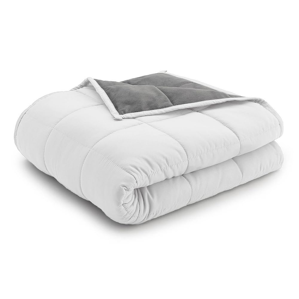 Ella Jayne - Luxury Collection Reversible Weighted Blanket for Adults, Queen, King, Twin Sizes - Heavy White Blanket - 20lb