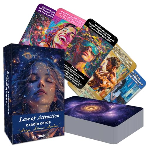 Image of MTRoyaldia Law of Attraction Oracle Cards: Beginner-Friendly Tarot Cards Deck for Daily Guidance, Energy Alignment, & Soul Growth, 78 Modern Tarot Cards