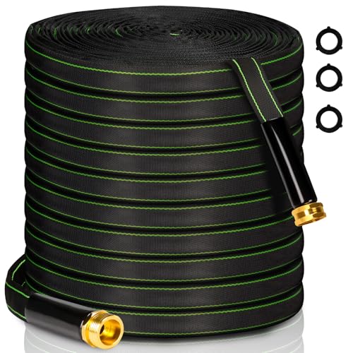 Ahititi Garden Hose 75 ft Water Hose Flexible Heavy Duty Outdoor Lightweight No Kink Long Non-Expandable High Pressure Flat Hoses Pipe 100’ Strong 3/4’’ Brass Fitting for Outside Yard Lawn Car Wash by Ahititi - Used condition - US$34.90