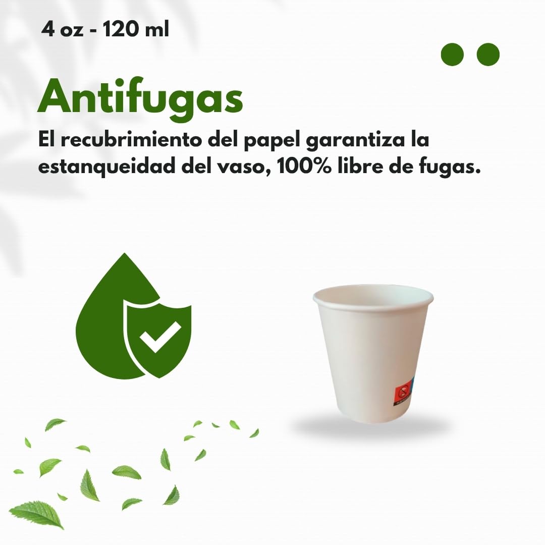 1000 Vasos Desechables de Café Para Llevar - Vasos Cartón para Servir el Café, el Té, Bebidas Calientes y Frías (4 oz - 120 ml, Blanco)