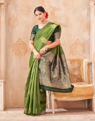 Image of SIRIL Women's Banarasi Soft Silk Saree Pure Silk with Unstitched Blouse Piece
