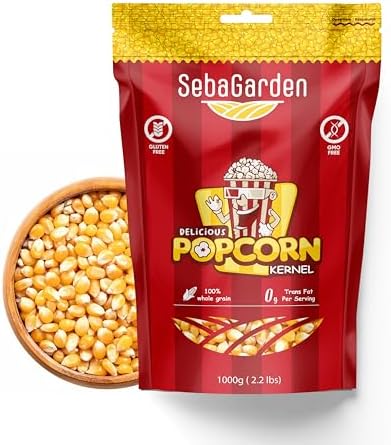 Seba Garden Popping-Maiskörner gentechnikfrei, Druckverschlussbeutel, starkes, wiederverschließbares Popcorn aus Argentinien (1 Kg)