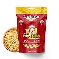 Seba Garden Popping-Maiskörner gentechnikfrei, Druckverschlussbeutel, starkes, wiederverschließbares Popcorn aus Argentinien (1 Kg)
