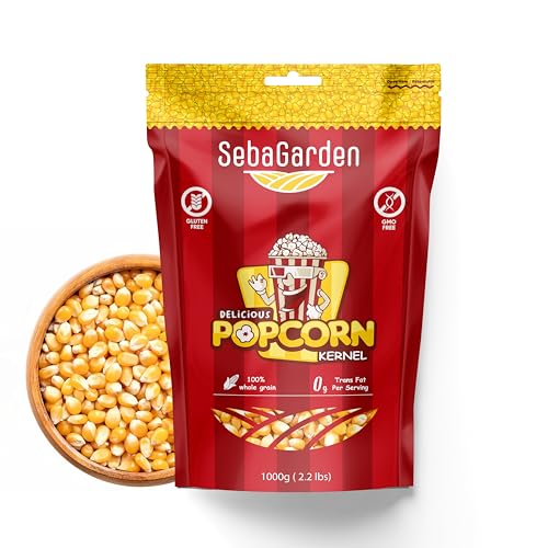 Seba Garden Popping-Maiskörner gentechnikfrei, Druckverschlussbeutel, starkes, wiederverschließbares Popcorn aus Argentinien (1 Kg) Seba Garden Popping-Maiskörner gentechnikfrei, Druckverschlussbeutel, starkes, wiederverschließbares Popcorn aus Argentinien (1 Kg)