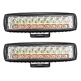 ASEMI (2 Pack) 6-Inch White Amber Car Light Bar 54watt Driving Fog Off Road Lights Triple Row Waterproof Spot Flood Combo Beam LED Cubes Lights for SUV ATV 4WD Car Truck Golf Cart 12V 24V