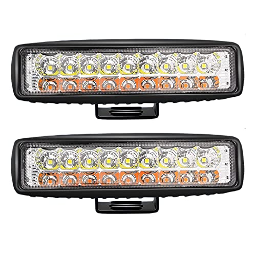 ASEMI (2 Pack) 6-Inch White Amber Car Light Bar 54watt Driving Fog Off Road Lights Triple Row Waterproof Spot Flood Combo Beam LED Cubes Lights for SUV ATV 4WD Car Truck Golf Cart 12V 24V