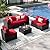 OUGMMGOU 7 Piece Patio Furniture Set, All-Weather Wicker Outdoor Conversation Set with Sectional Sofa, Rattan PE Wicker Seating, Glass Coffee Table, and Cushions (Coffee-Red, Z7)