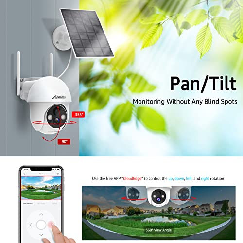 ANRAN-Ueberwachungskamera-Akku-Aussen-WLAN-360-Grad-Schwenkbare-Dome-Kamera-mit-Solarpanel-PIR-Bewegungserkennung-mit-Flutlicht-und-Alarm-Nachtsicht-2-Wege-Audio-Nachtsicht-24GHz-WLAN-Q01-Weiss