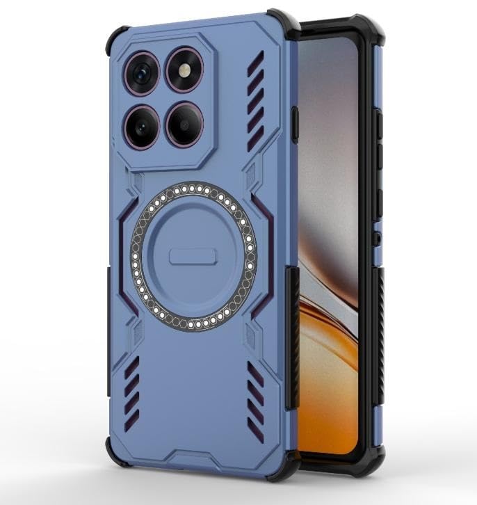 Image of SPAZY CASE Moto G77 Power Back Cover |Rugged Shockproof Armor Case with Magnetic Metal Ring Supports Magsafe Charger & Car Mount | Military Grade Protection | Blue