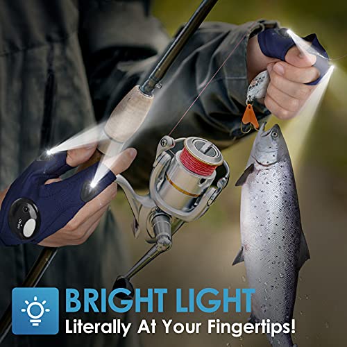 Image of PARIGO LED Flashlight Gloves with Fights Finger Light UP Gloves for Adults | Mens Stocking Stuffers Tool Gifts for Men Husband Him Grandpa Papa Step Dad, Cool Gadgets for Men Fishing Camping Car Repairs