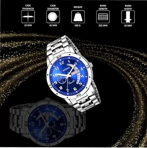 Image of Analog Day Date Functioning Stainless Steel Chain Watch for Men