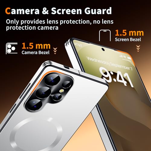 Image of for Samsung Galaxy S25 Ultra Case, Heavy-Duty Slim Design Compatible with MagSafe, Strong Magnetic Shockproof Protection for Screen & Camera Cover Case for Samsung S25 Ultra,White