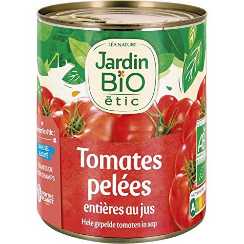 Jardin Bio Étic - Tomates entières pelées au jus bio en boîte métal de 800g, idéales pour une cuisine saine et naturelle - Epicerie bio - Le Lot De 4