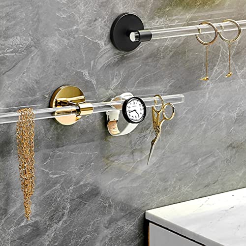 Acrylic Bath Hand Towel Bar Single Bars Towel Rack Wall Mounted Bathroom Towel Bar Toilet Kitchen Towel Shelf Single Layer Watch Hanger Necklace & Bracelet Holder (16 Inch, Gold) #TOP6